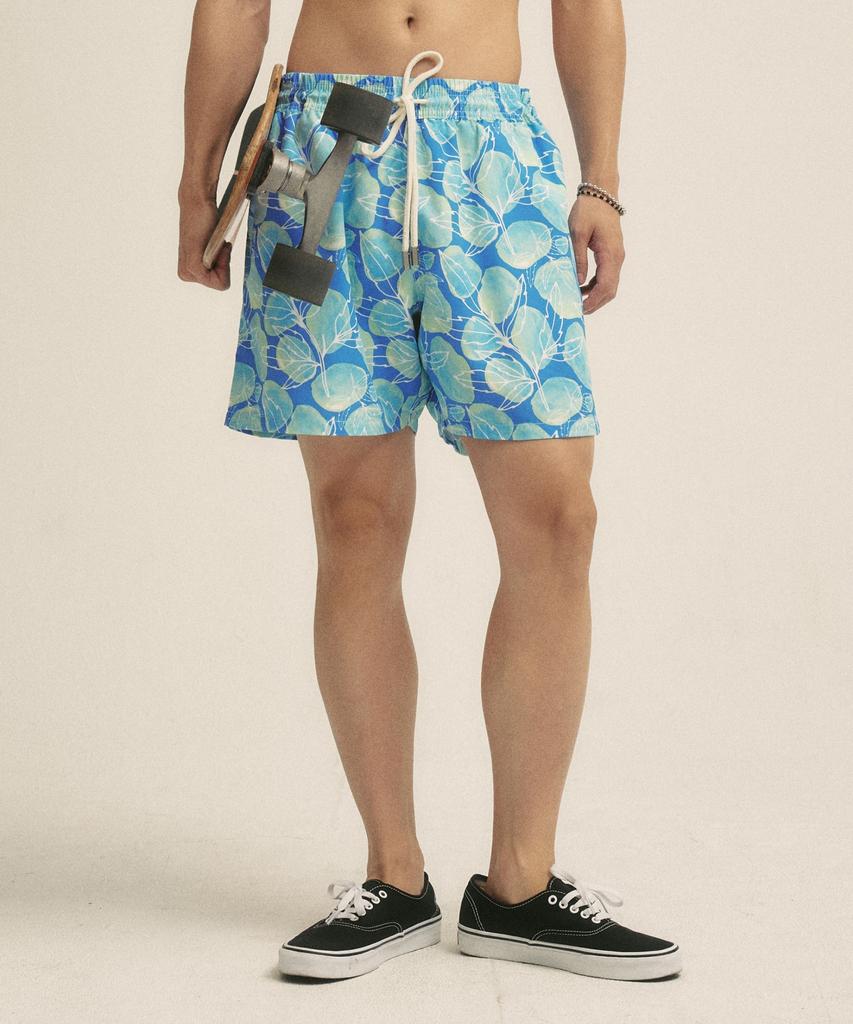 Billalei Aqua Botanical Reef Men'S Swim Shorts - Aqua Blue