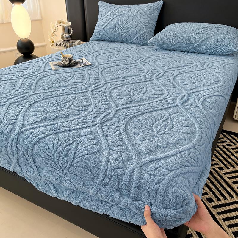Jacquard Spannbettlaken Geprägt Warmes Plüsch Matratzenbezug Milbenabweisend Rutschfest Bettlaken Bettbezug Matratzenschutzbezug 1 Stück