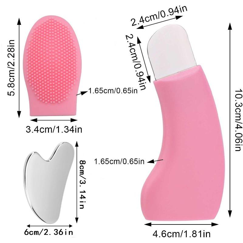 3-in-1 Facial Care Tool Kit, Ice Roller Mold, Silicone Cleansing Brush & Stainless Steel Gua Sha Set for Skin Depuffing & Cleansing