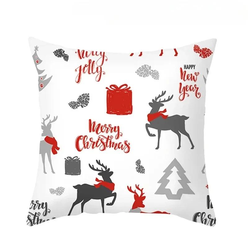 1 Piece Of Christmas Decoration Pillowcase Cartoon Santa Claus Snowman Pattern Sofa Cushion Suite Room Home Decoration Gift