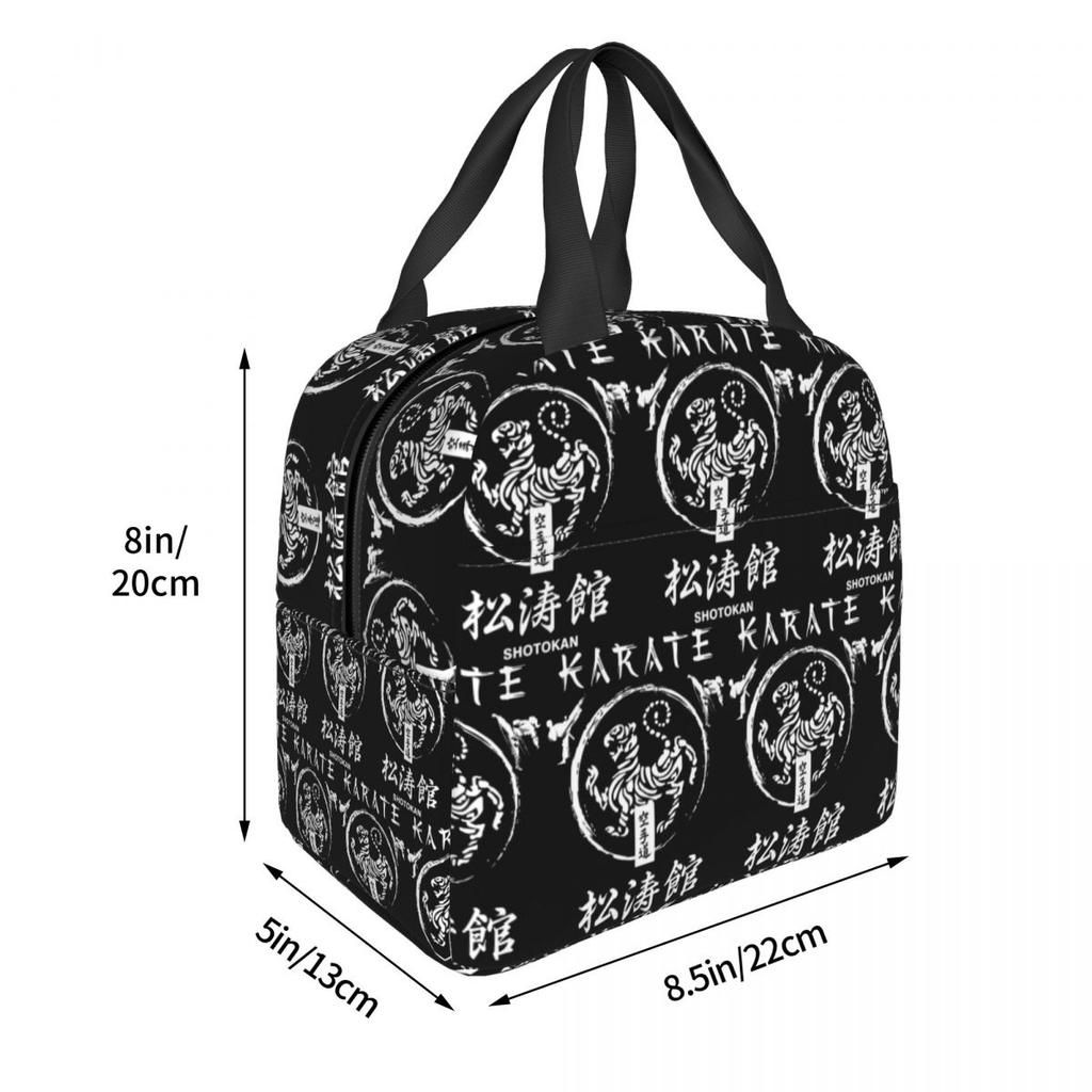 Shotokan Karate Symbol und Kanji Weißer Text Isolierte Lunchtasche für Damen Büro Kühlbox Thermische Lebensmittelbox Tragetasche Lunchboxen