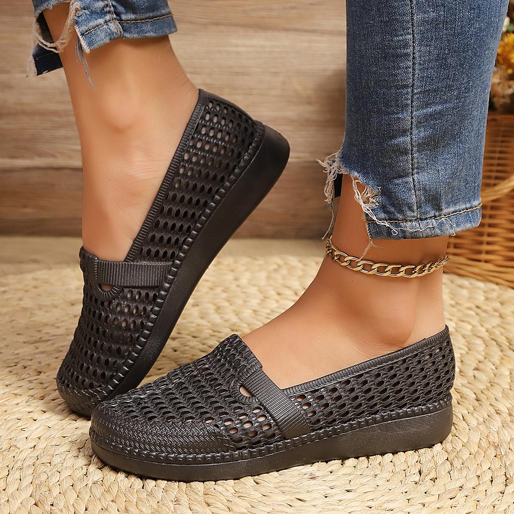 Fashion Women Fashion Flats Shoes Round Head Hollow Sneakers Women  Anti-slip Wear-resistant Loafers Mary Jane Shoes Zapatos De Mujer