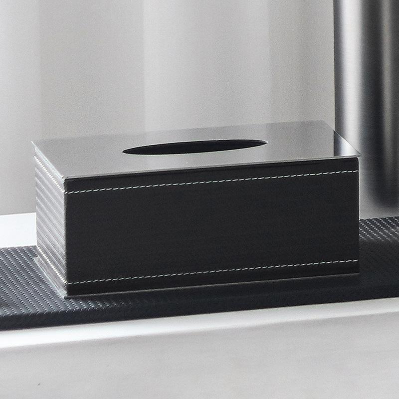 Light Luxury Designer Woven Leather Tissue Box Ornaments Living Room Desk Hotel Model Room Tissue Box Soft Decorations