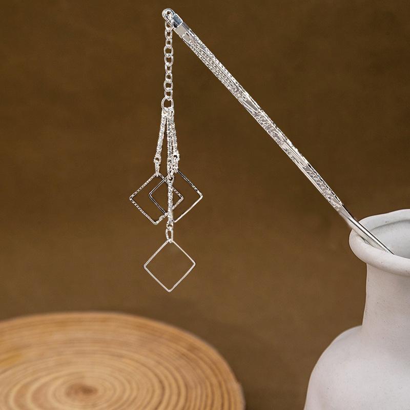 New Chinese High-End Geometric Hollow Step Fringed Hairpin Retro Peacock Fringed Ancient Hairpin