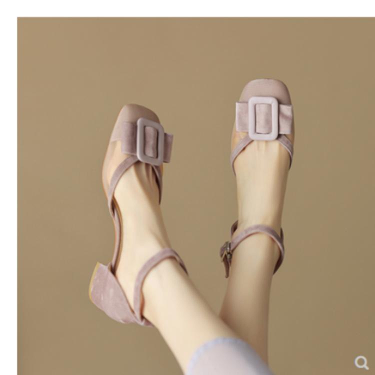 

Мода для офисной работы Обувь Bow Женская обувь Лето 2024 Квадратный каблук Низкий розовый сандалии Женщина Азиатский размер обуви Комфорт Тенденция 39 розовый