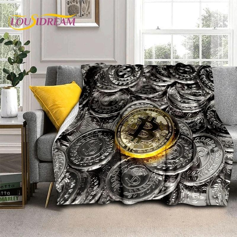 Bitcoin Virtuelle Währung NFT Weiche Flanelldecke für Betten Schlafzimmer Sofa Picknick, Überwurfdecke zum Zudecken Outdoor Freizeit Nickerchen Geschenk