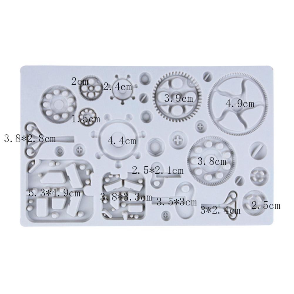 Molde de Engrenagens Vintage Molde de Chocolate Steam Punk Molde de Silicone para Decoração de Bolo