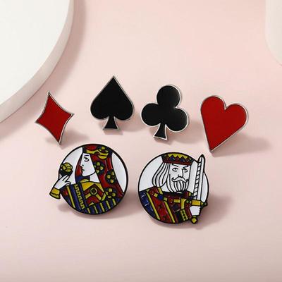 Heart Brooch Poker Playing Card Pin Heart Spade Playing Hand Cards Brooch Poker Aces Lapel Pin Funny Pins Aesthetic For Jacket