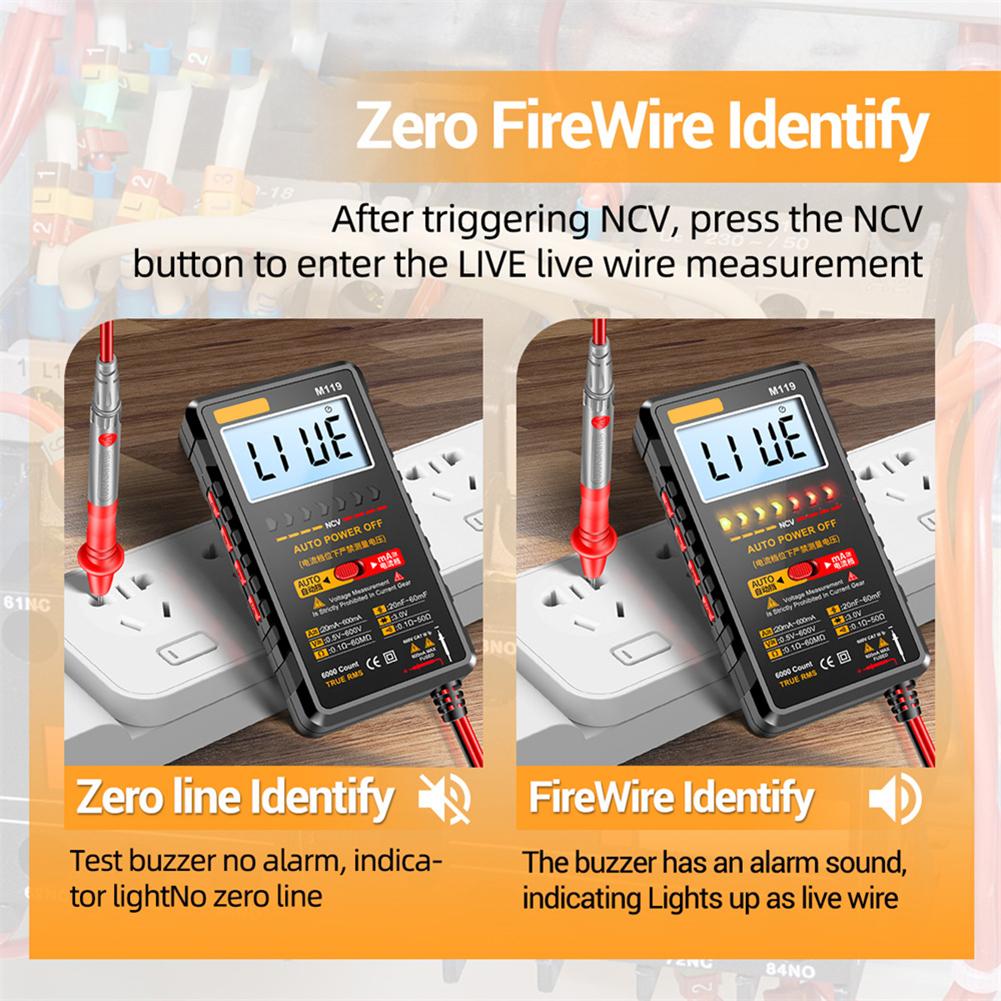M119 Digital Multimeter 6000 Count for Detailed Testing of Voltage Current Resistance and Capacitance in Various Settings