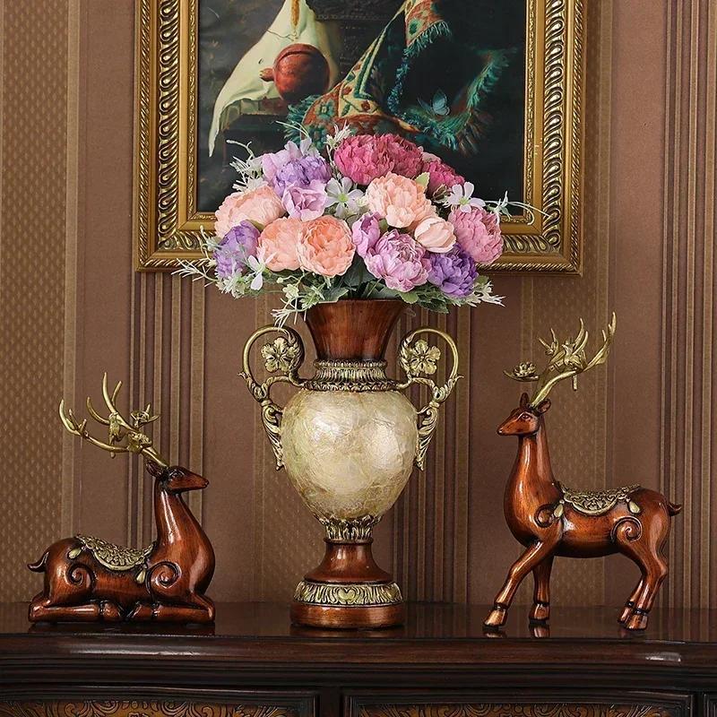 Binaural Flower Arrangement Vases Retro European Style Table Flower Pot Desktop Workmanship Decorate Originality Festival Gifts