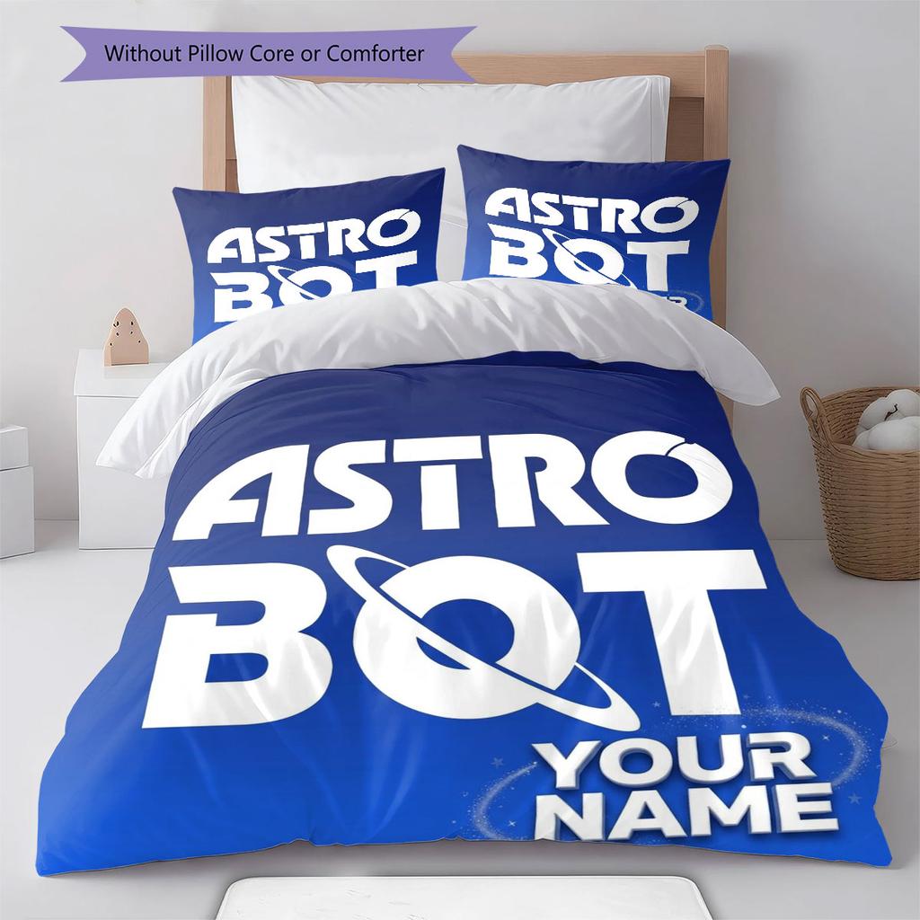 ASTRO BOT Custom Name Pattern Bedding,Quilt Set Quilt Cover Pillowcase Home Birthday Gift(1 * Duvet Cover + 2 * Pillowcase, Without Core)