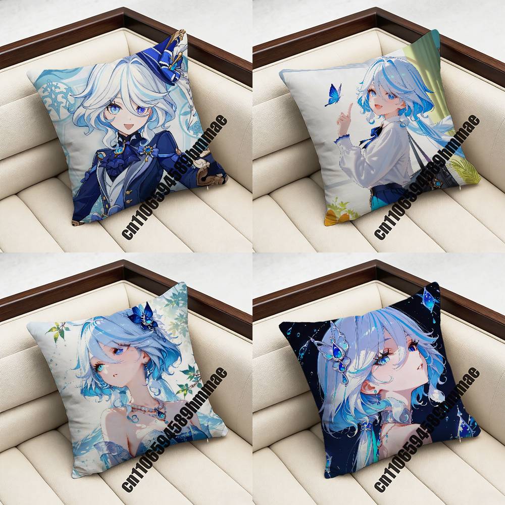 Genshin Impact Furina Throw Pillow Case Sham 45X45Cm 35X35Cm Square Home Pillowcase Cushion Cover