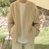 Vintage Oatmeal Tie-Up Style Unisex Knit Cardigan Robe