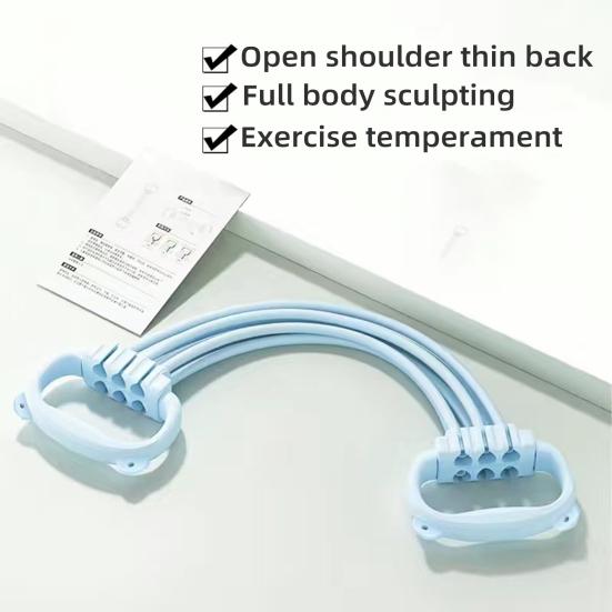 Adjustable 6-Tube Fitness Resistance Band with Cat Ear Handle Men Women Arm Shoulder Back Stretch Exercise Strap