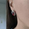 Silver Earrings with Artificial Garnet Nano 9.683ct, Cubic Zirconias (60002304)