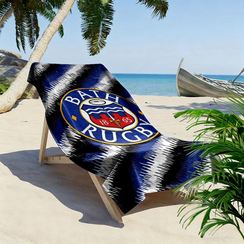 Bath Rugby Print Beach Towel, Large Soft Quick Dry Towel for Beach Camping Swimming