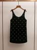 Spring High-End Women's Straight Strap Dress with Heavy Beading - Elegant Socialite Style