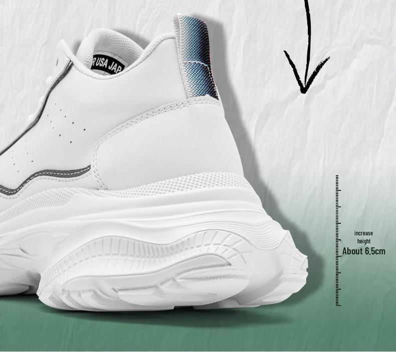 Men's Invisible Height-Increasing Dad Shoes - 8CM Sole, Casual Sports Style, Versatile White, Trendy, Inner Lift to 6CM