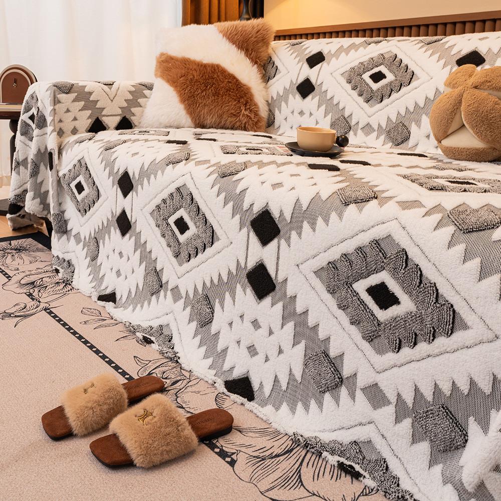 Winter Comfortable Sofa Towel Warm Thick Plush Non-Slip Home Couch Protector Anti Cat Scratch Seat Pad for Living Room Decor