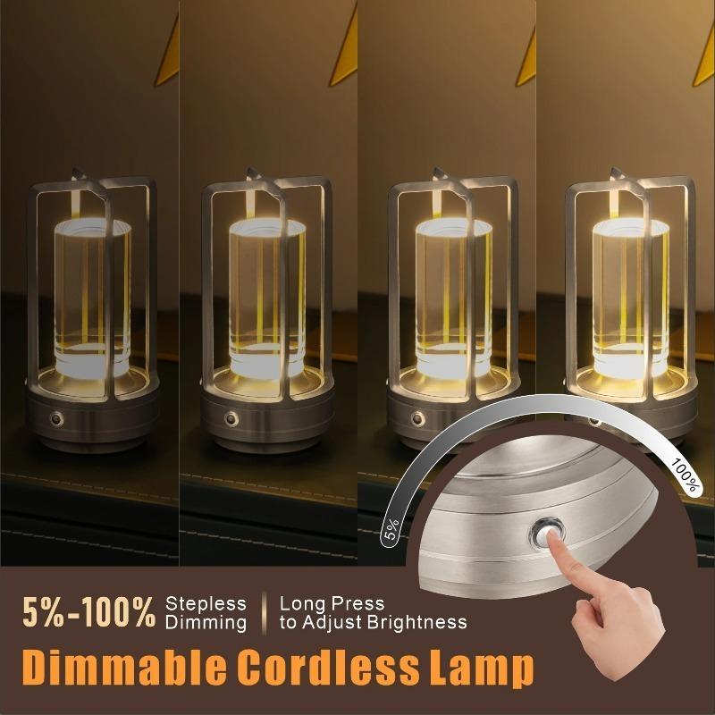 Portable Rechargeable LED Atmosphere Lamp, Vintage Creative Table Light, Touch Dimmable Decor Lighting for Bedside, Desk, Restaurant, Camping