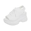 Womens Hollow Out Sport Sandals Fabric Lace Up Footwear Front Vulcanized Shoes For Women Thick Platform Wedge Sandals