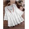 Summer Women Casual Solid Tops Shirt Cotton and Linen Stitching Lace Flower V-neck Loose Top Blouse New Elegant Holiday Shirts