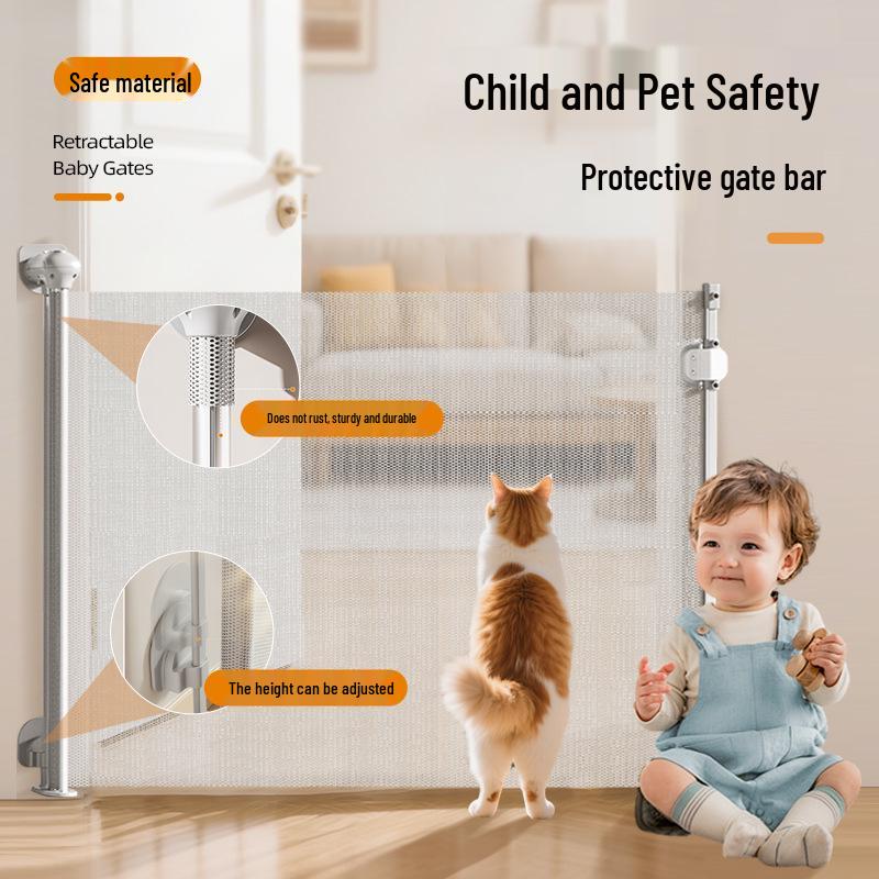 Retractable No-Drill Pet and Child Safety Gate for Indoors and Staircases