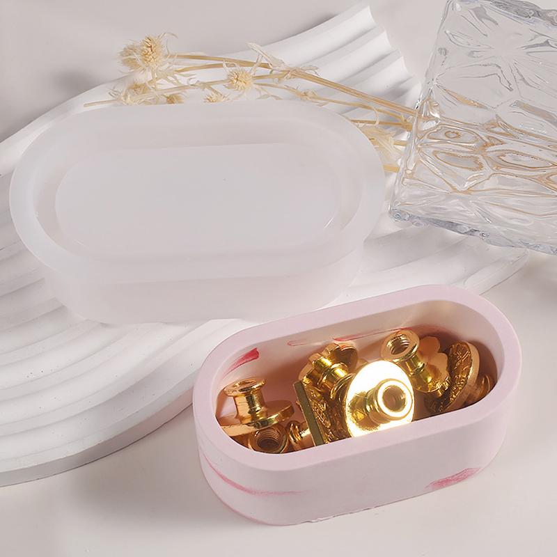 Rectangular Storage Box Silicone Mold Diy  Epoxy Glue Mold Elliptical Succulent Flower Pot Gypsum Cement Mold