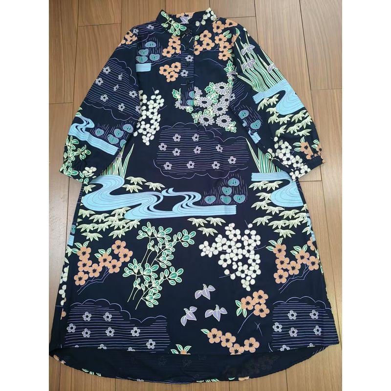 

Заказы Экспортированные в Японию Живопись тушью Платье с длинным рукавом Женское 2025 Весна Новое Хлопковое платье-рубашка поло с высокой талией Миди-платье