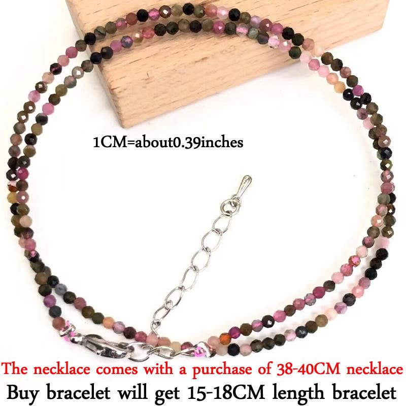 Small Natural Stone Bead Necklace Bracelet for Women,Zircon tourmaline pearl Necklace with , Reki Clavicle Chain, Choker, 2-3mm