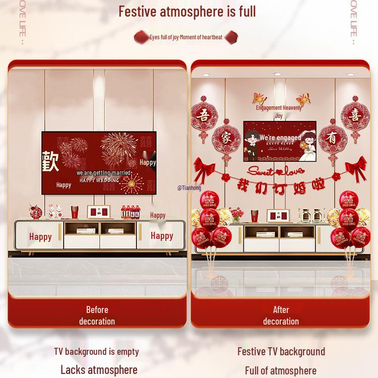 Double Happiness Garland for Wedding & Living Room Decor