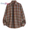 Men's Shirts Classic Plaid Casual Button Down Camisas Streetwear Vintage Man Long Sleeve Loose Casual Oversize Cargo Shirt
