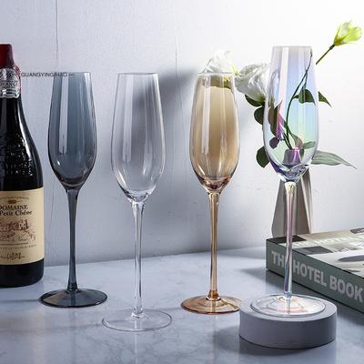 European Electroplated Colorful Champagne Glasses Crystal Highball Wine Cups for Home Hotel Use
