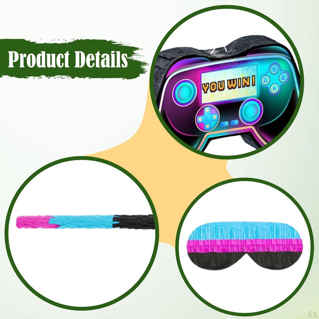 Gaming Controller Piñata Pinata Rod Easy Setup Game Theme Party Supplies Confetti for Birthday