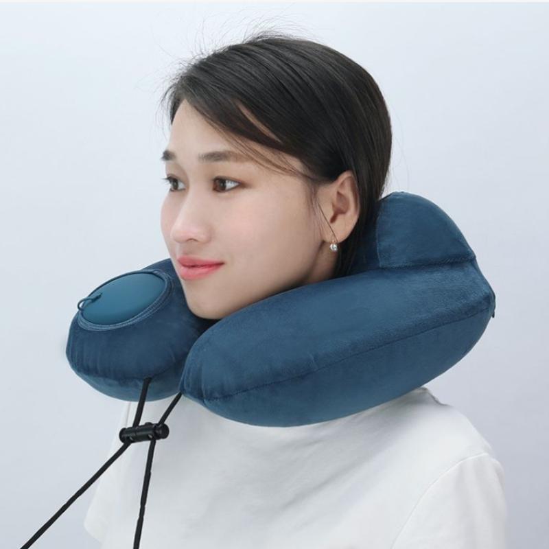 U-Shaped Comfortable Self-Inflating Air Pillow Neck Support Inflatable Airplane Travel Neck Pillow Inflatable Sleeping Pillow
