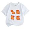 Kids Boys Girls 100% Cotton Crew Neck Short Sleeve T-Shirt, Cute Cartoon Orange Capybara 4-Panel Funny Graphic Casual Lightweight Summer Tee for Child