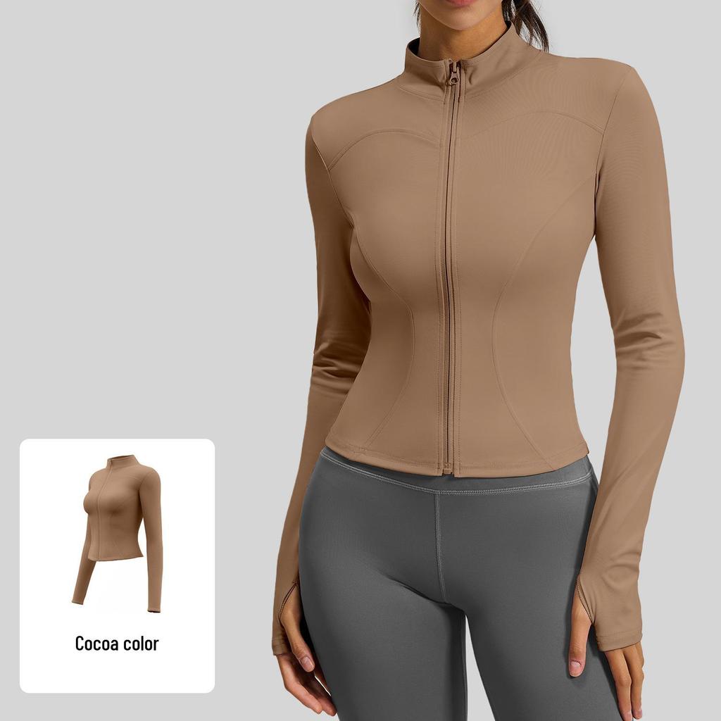 Women's Juyitang Stand-up Collar Yoga Jacket for Running & Cycling - Slimming, Elastic Fitness Top