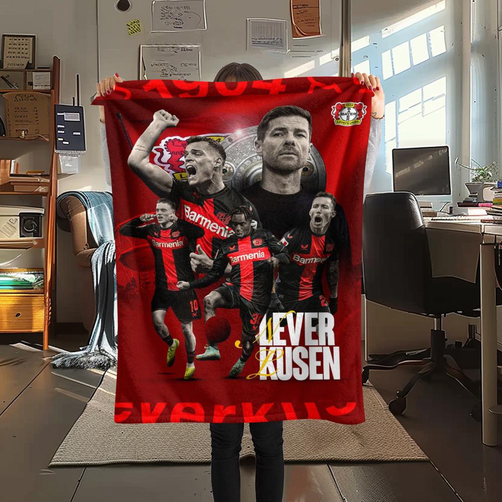 1pz Coperta in Flanella con Stampa Bayer 04 Leverkusen, Alta qualità Confortevole per Tutte le Stagioni, Decorazione per la Casa, Calore e Comfort, Perfetta per Regali di Natale11