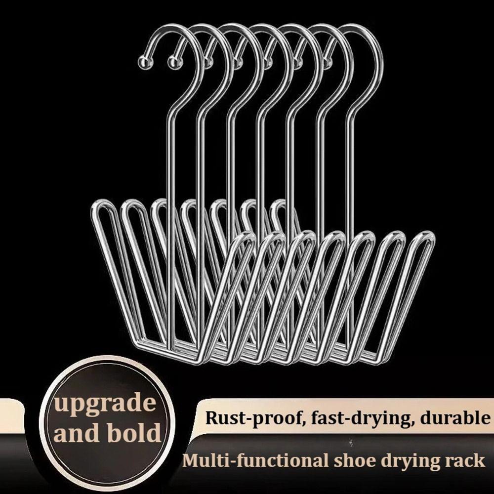 4Pcs/Pack Silver Shoe Drying Rack Stainless Steel Storage Organizer New Clothes Hanger Hook