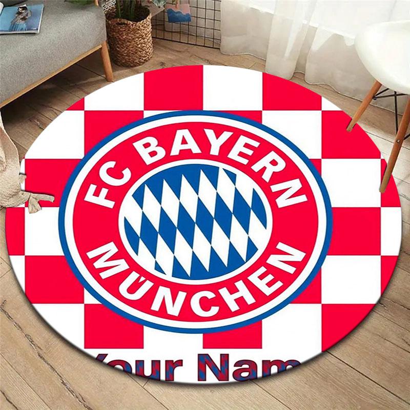 FC Bayern Munchen Custom Name Round Area Rug,Carpet Rug for Living Room Bedroom Sofa Playroom Decor,Non-slip Floor Mat