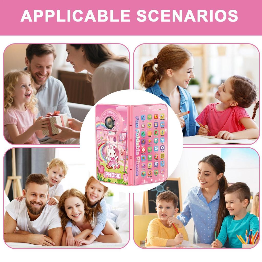 Phone Toy Foldable Pretend Cellphone Child Musical Toys For Boys Girls Preschoolers Birthday Home Apartment Playroom Holiday