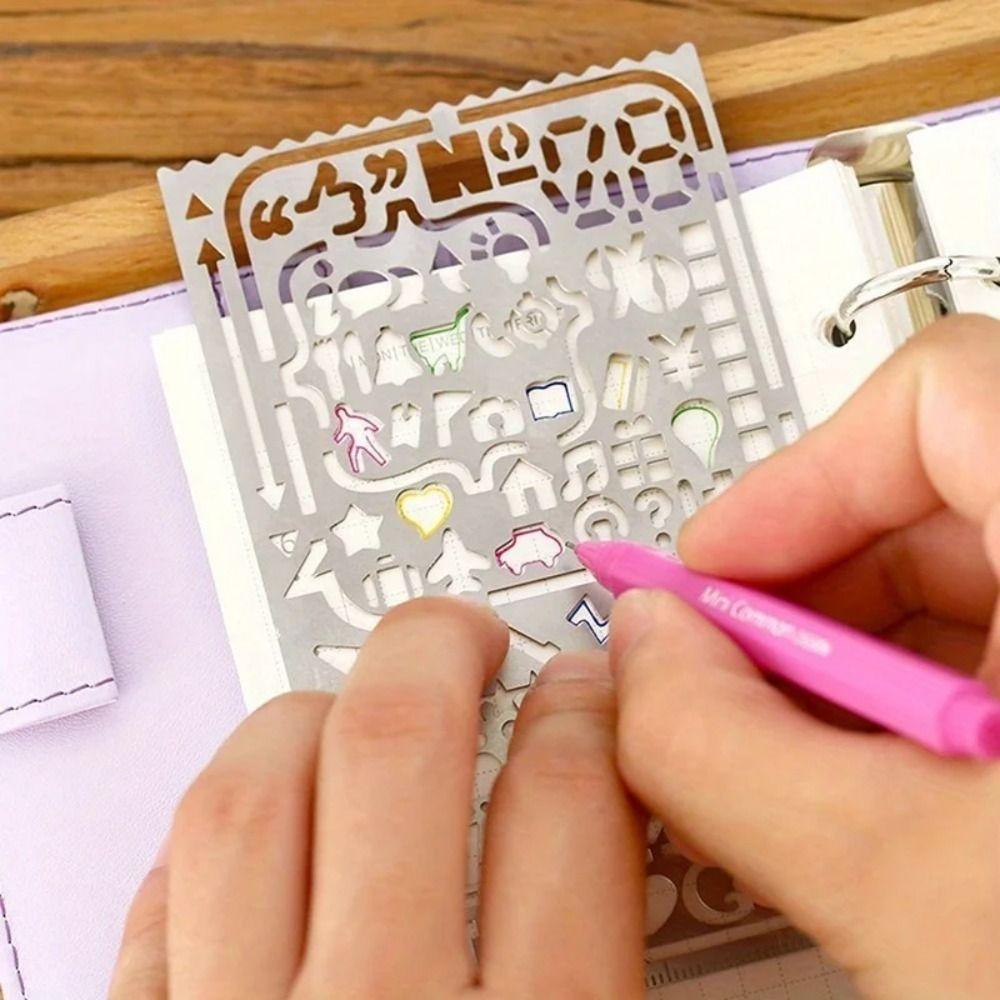 Règle Gabarit en Acier Inoxydable Règle à Dessin Double Face Nouvelle Règle Marque-Page Outil pour Carnet Journal