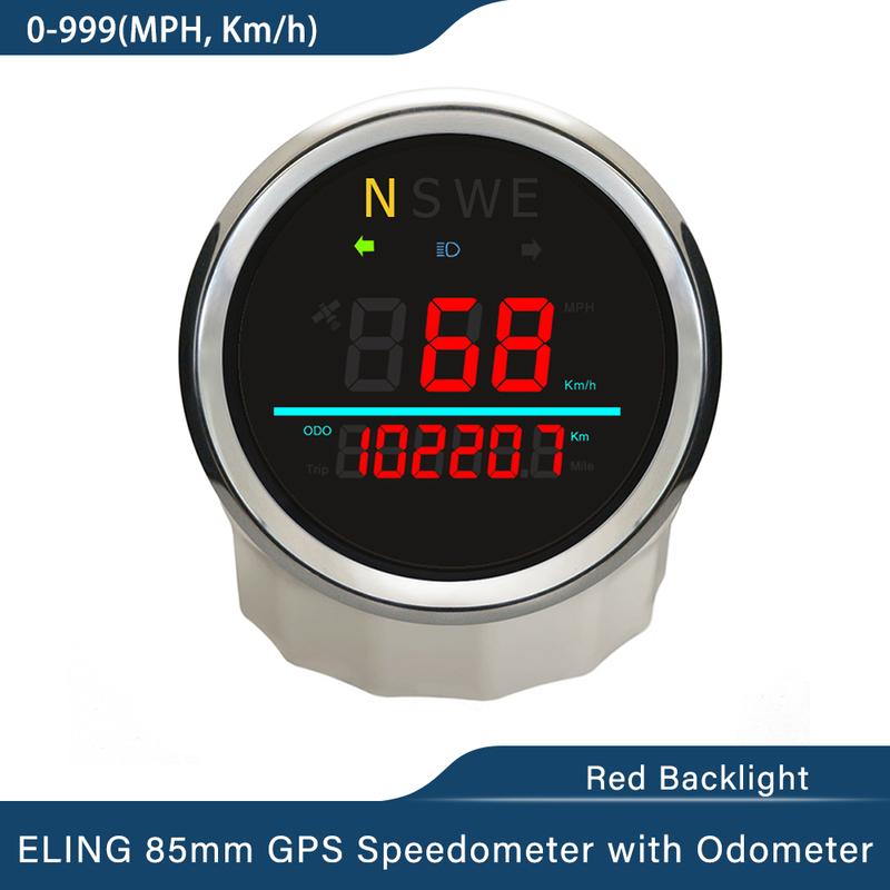 ELING 85mm Universal Digital GPS Speedometer 0-999 (MPH, Km/h) for Car Truck RV with Backlight GPS Antenna 12Volt 24V