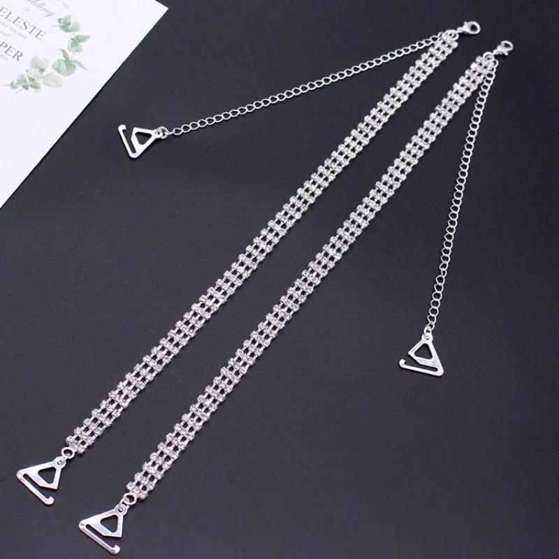 Shiny Rhinestone Decor Women Bra Straps Elegant Shoulder Straps Anti Slip For Off Shoulder Dresses And Wedding Party Bra Straps