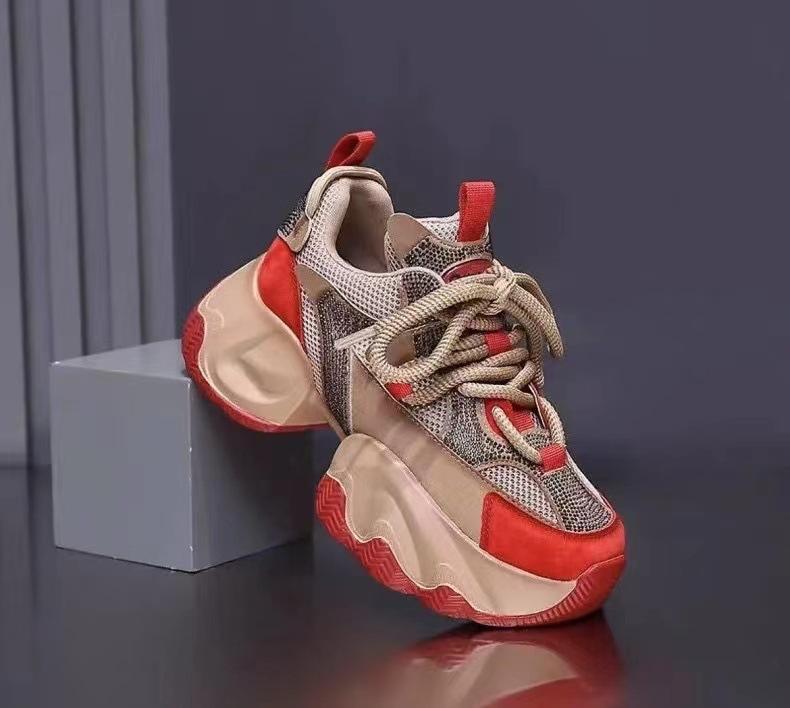 

[Fanfuna] Platform-soled mesh Forrest Gump shoes 2025 summer new versatile popular fashionable and comfortable casual sports shoes 35 красный