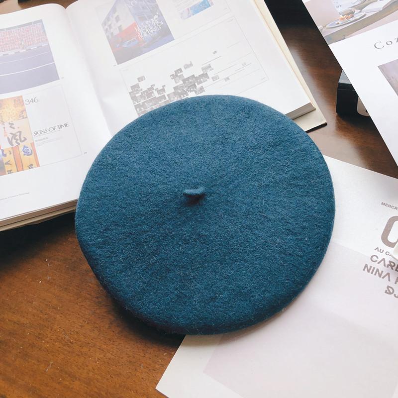 Hat Female Autumn and Winter Beret Woolen British Retro Literary and Simple Painter Hat Sweet Versatile Trendy Hat