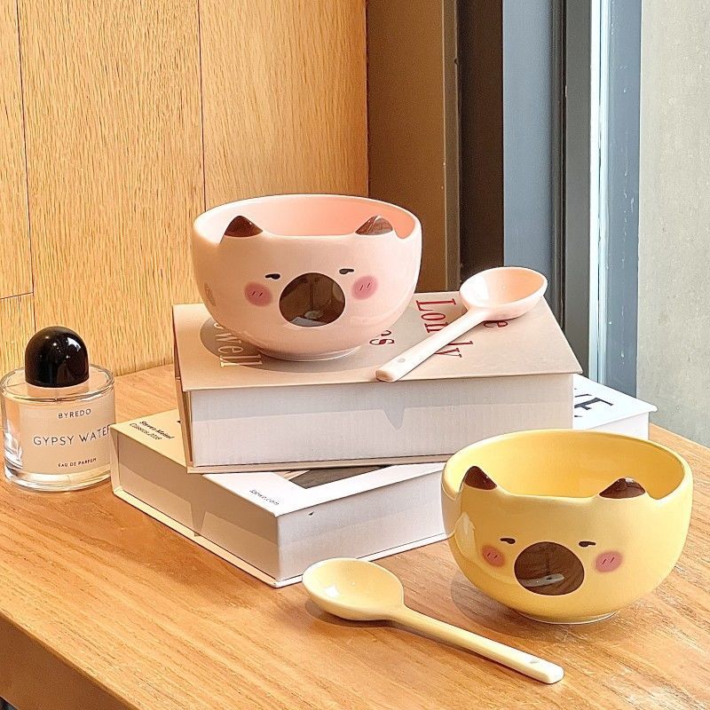 Cute Siam Cat Ceramic Salad Bowl Family Fruit Snack Dinner Bowls Cartoon Tableware Kitchen Utensils Accessories
