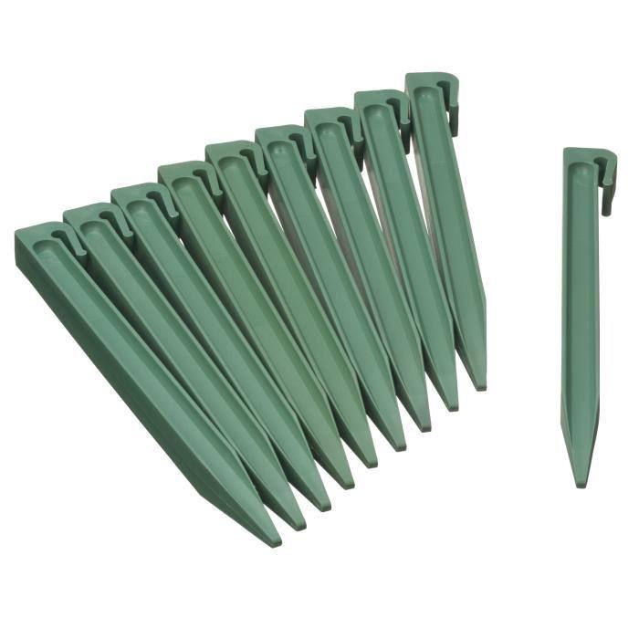 NATURE Sacchetto da 10 tasselli per bordura giardino in polipropilene - H 26,7 x 1,9 x 1,8 cm - Verde