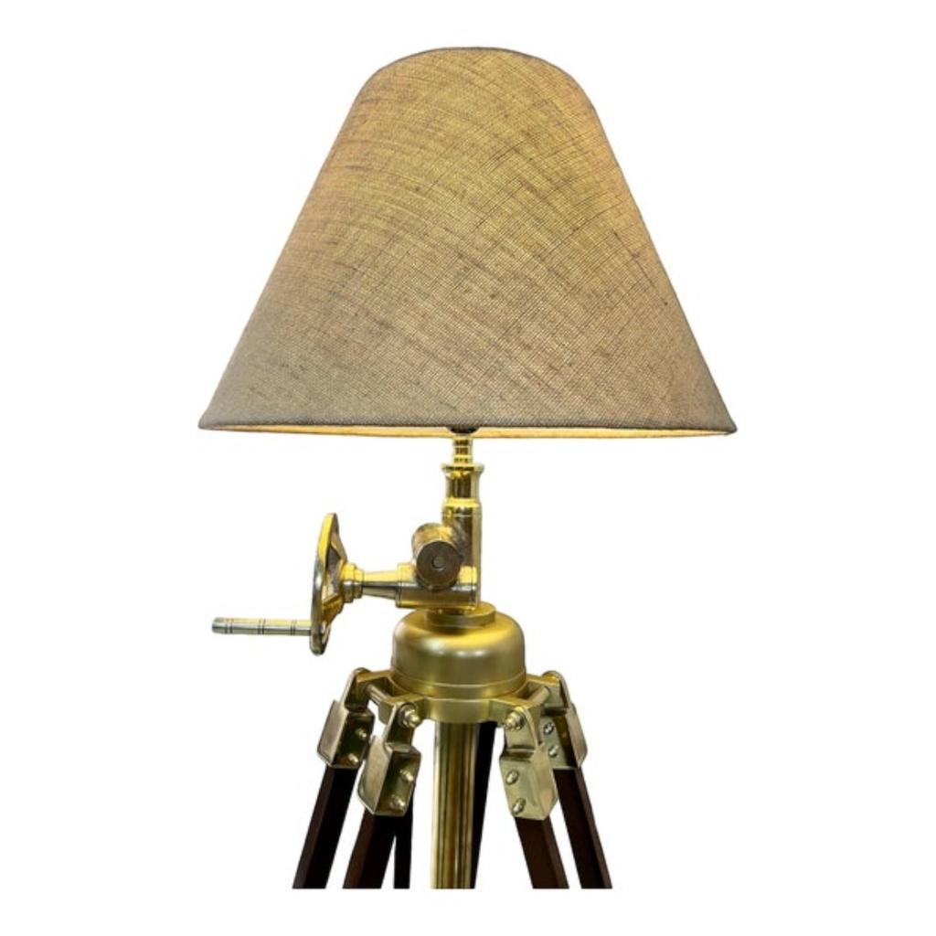 Royal Nautical Brass Spotlight/Searchlight | Heavy-Duty Tripod Floor Lamp Replica | Designer Nautical Searchlight with Large Stand