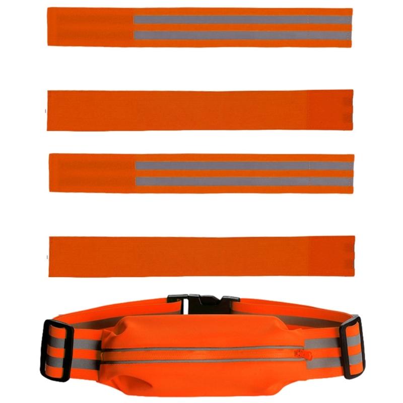 Reflective Glow Belt Be Seen and Protected During Nighttime Workouts! Reflective Waist Belt Storage Pocket Armbands